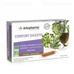 Arkofluides confort digestif bio 20 ampoules
