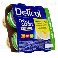 DELICAL HP HC Edulcorée - Crème dessert saveur vanille 4x200g