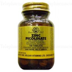 SOLGAR Zinc picolinate 100 comprimés