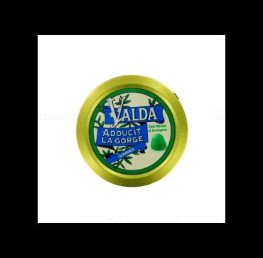VALDA gommes go&ucirc;t menthe eucalyptus avec sucre Bo&icirc;te de 50 g
